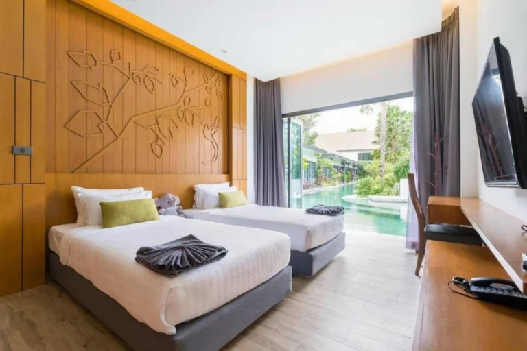 Modern Pool-Access Room with Twin Beds and Outdoor Swimming Pool in Chalong