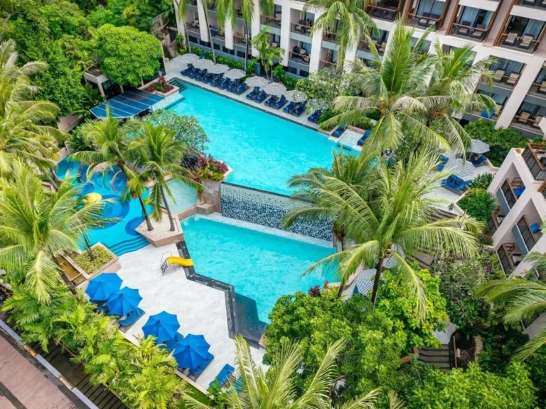 Multi-Level Outdoor Pool Area with Slide and Tropical Landscaping at Kata Beach