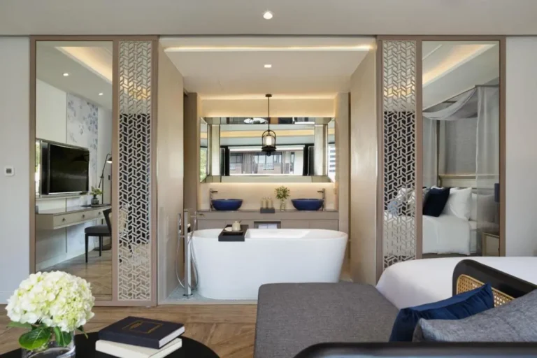 Open-Plan Bedroom and Bathroom with Freestanding Tub in Chang Khlan Chiang Mai