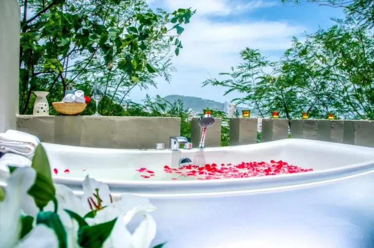 Outdoor Bathtub with Flower Petals and Scenic Views at Patong Beach