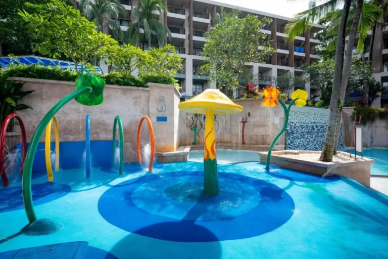 Outdoor Children’s Water Play Area with Colorful Features at Kata Beach