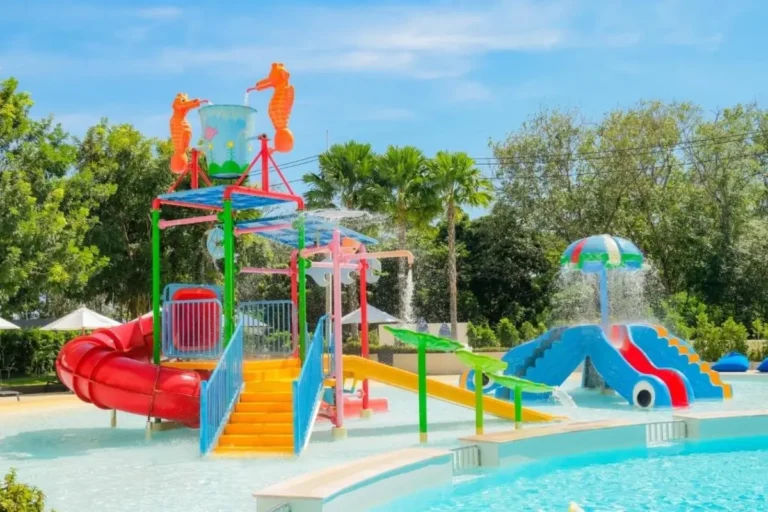 Outdoor Children’s Water Play Area with Slides and Water Features at Rawai Beach