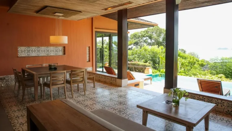 Outdoor Dining and Infinity Pool Area Overlooking Panwa Beach Scenic Views