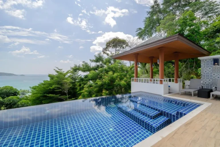 Outdoor Infinity Pool with Pavilion and Ocean View at Patong Beach
