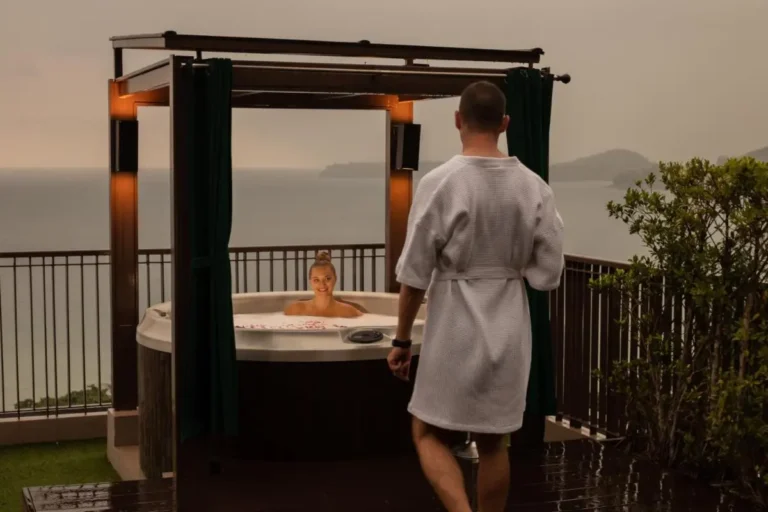 Outdoor Jacuzzi on Balcony with Scenic Water Views and Relaxing Ambiance at Kamala Beach