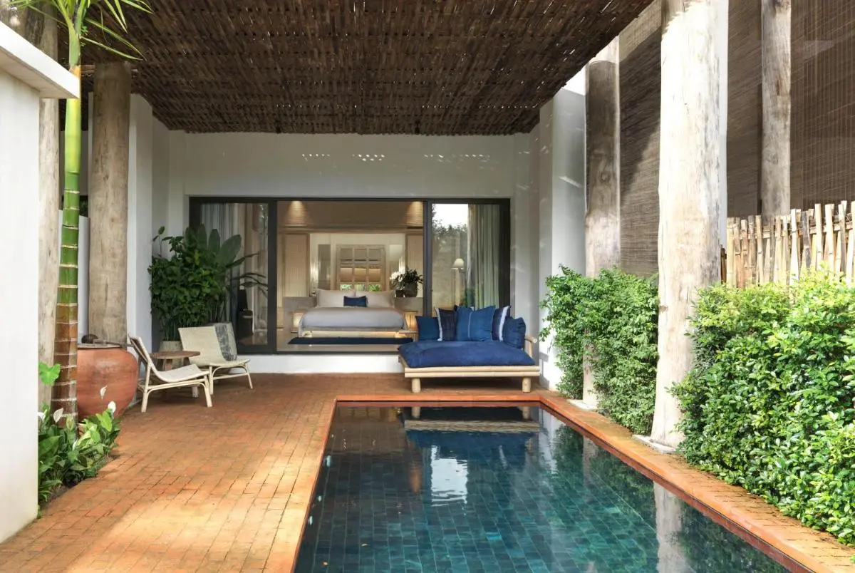 Outdoor Pool Area with Pergola and Daybed in Chiang Mai Private Residence