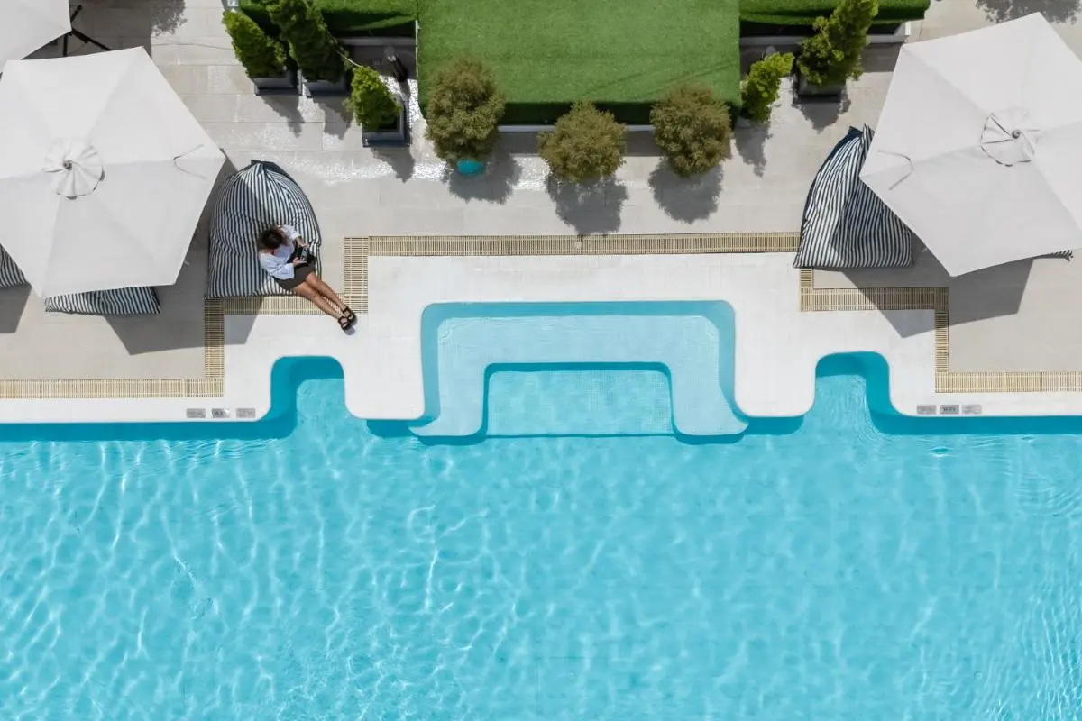 Chalong Marina Bay View Phuket Outdoor Rectangular Swimming Pool with Shaded Lounge Area and Garden at Rawai Beach