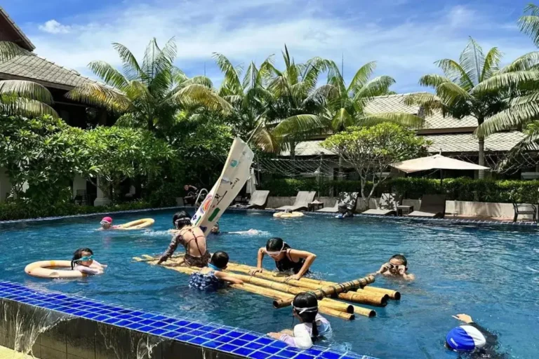 Outdoor Rectangular Swimming Pool with Tropical Surroundings in Chiang Mai City