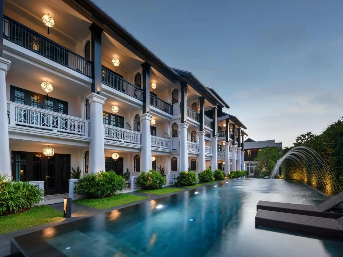 Outdoor Rectangular Swimming Pool with Water Jets and Balconies in Phra Sing Chiang Mai