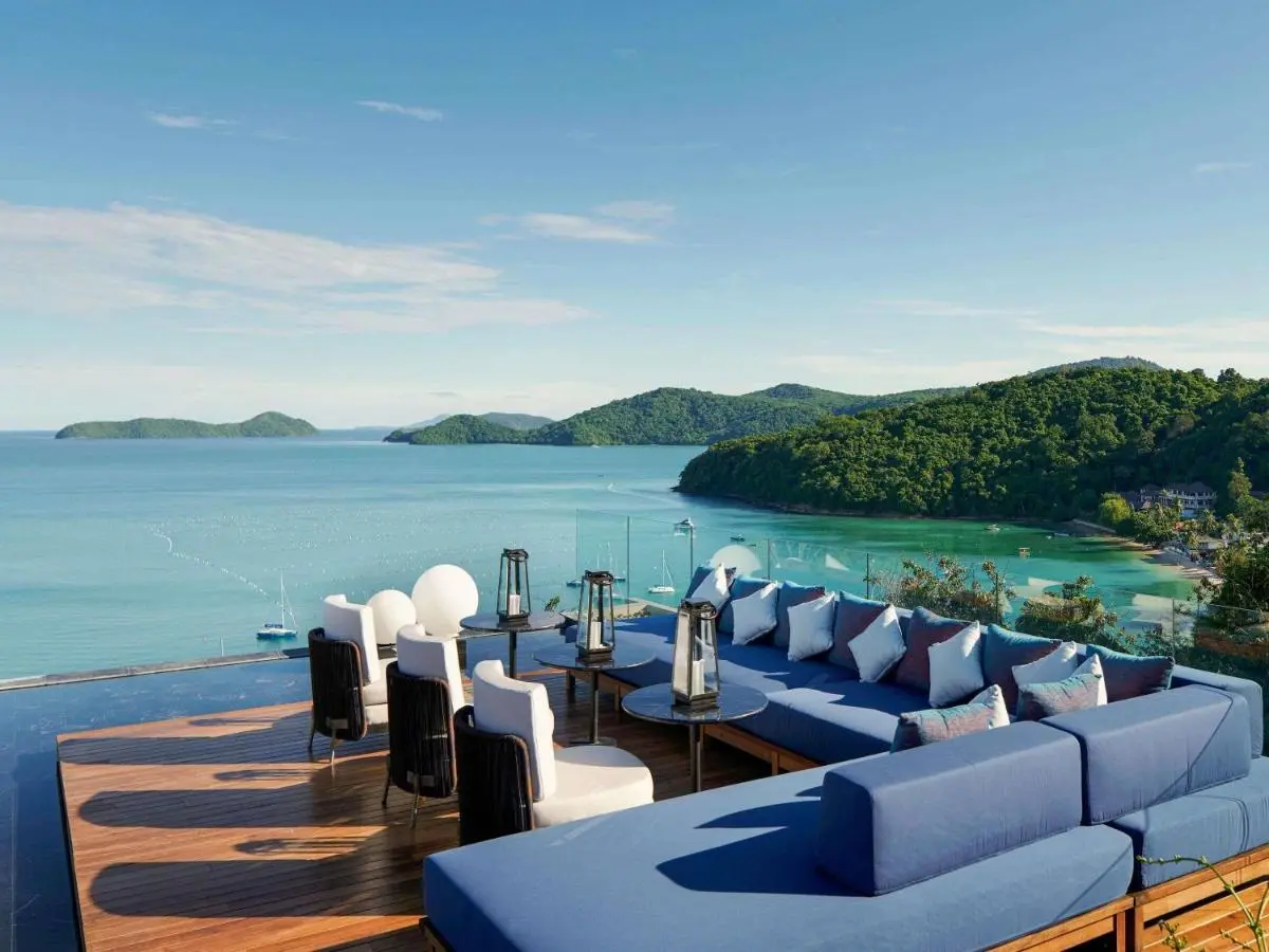 V Villas Phuket - MGallery Collection Outdoor Seating and Infinity Pool Overlooking Panwa Beach Coastal Views