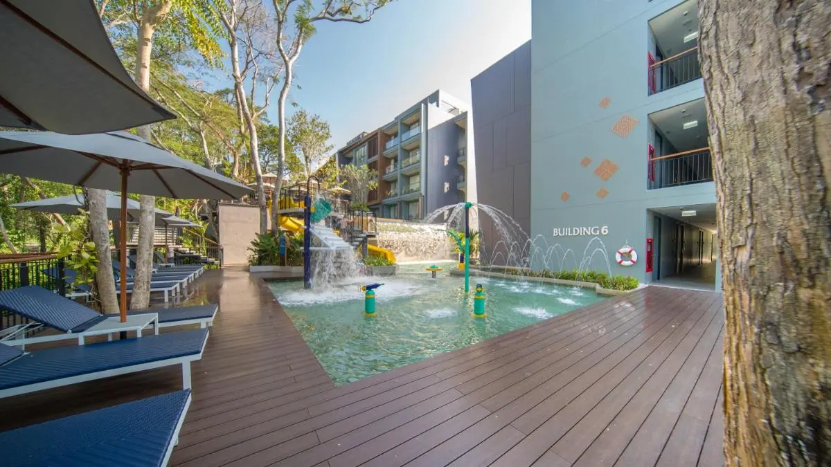 The Nature Phuket Outdoor Shallow Pool with Water Features and Lounge Area Near Patong Beach