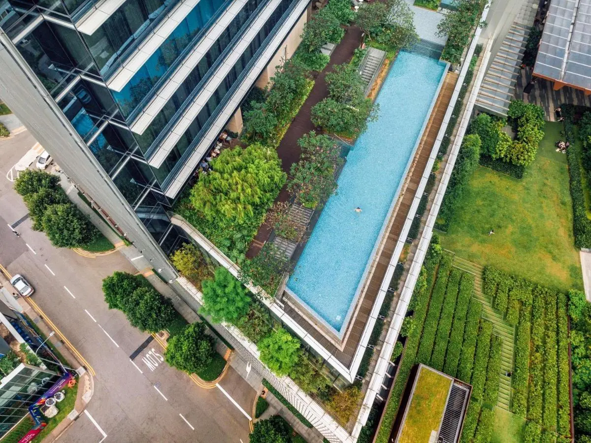 Outdoor Swimming Pool and Green Terrace Area in Tanjong Pagar Urban Complex