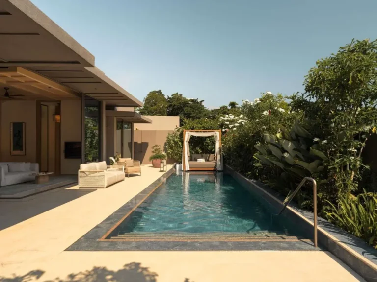 Outdoor Swimming Pool and Relaxation Area with Daybed on Sentosa Island