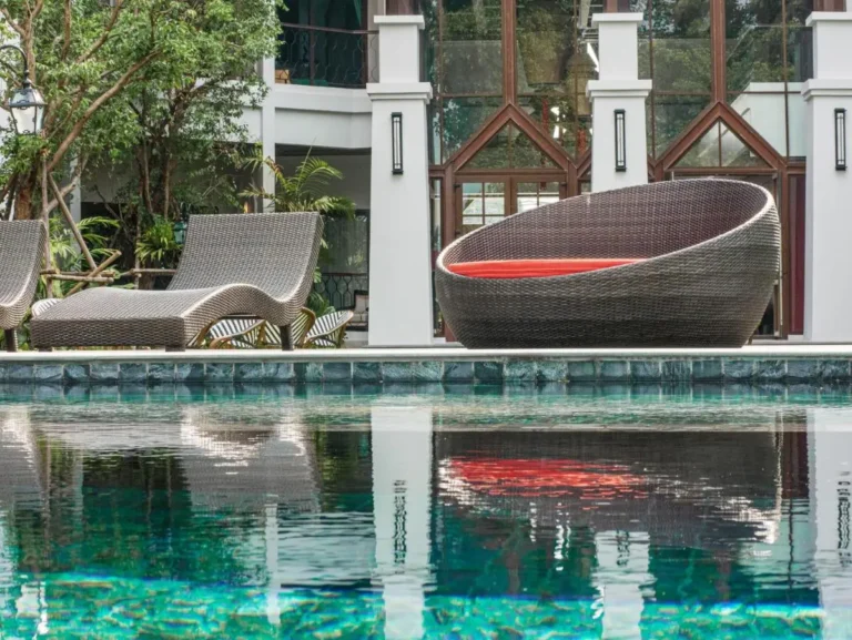 Outdoor Swimming Pool and Relaxation Area with Modern Seating in Fa Ham Chiang Mai Outdoor Swimming Pool and Relaxation Area with Modern Seating in Fa Ham Chiang Mai
