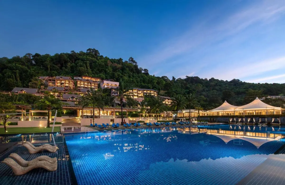 Outdoor Swimming Pool with Lounge Chairs and Pavilion at Kamala Beach Hillside