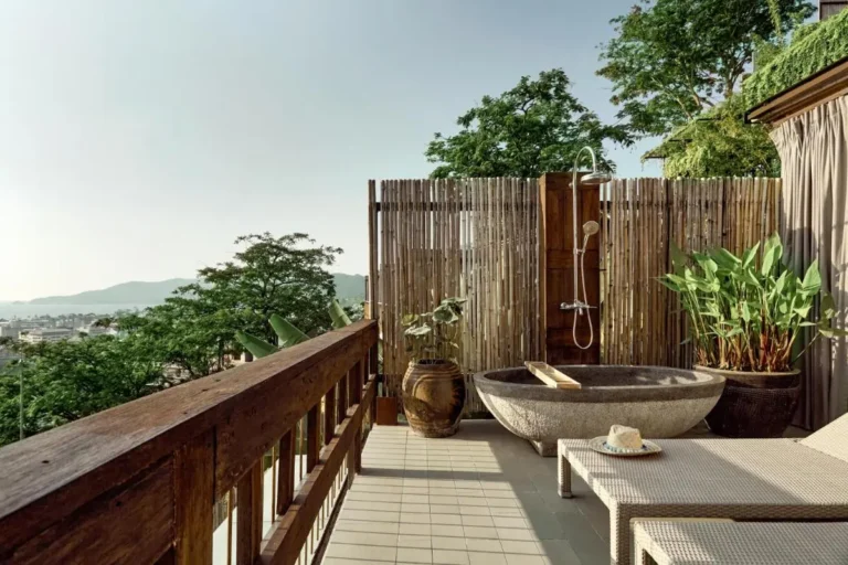 Outdoor Terrace with Stone Bathtub and Rain Shower at Patong Beach
