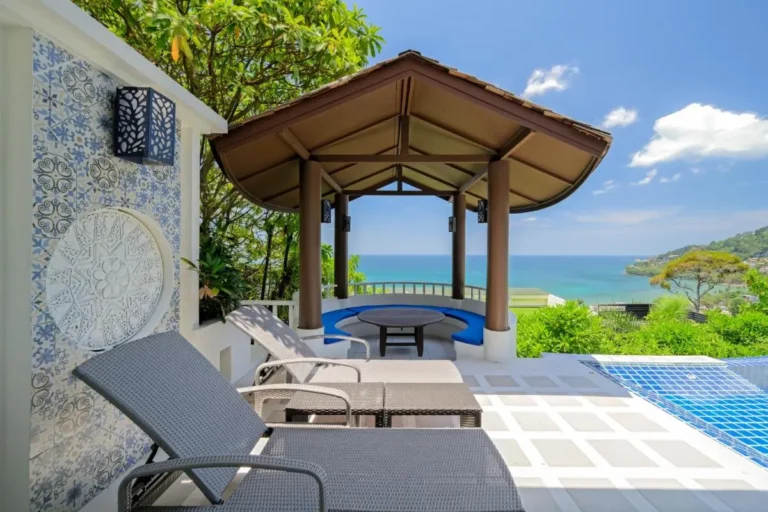 Outdoor Terrace with Swimming Pool and Pavilion Overlooking Ocean at Patong Beach