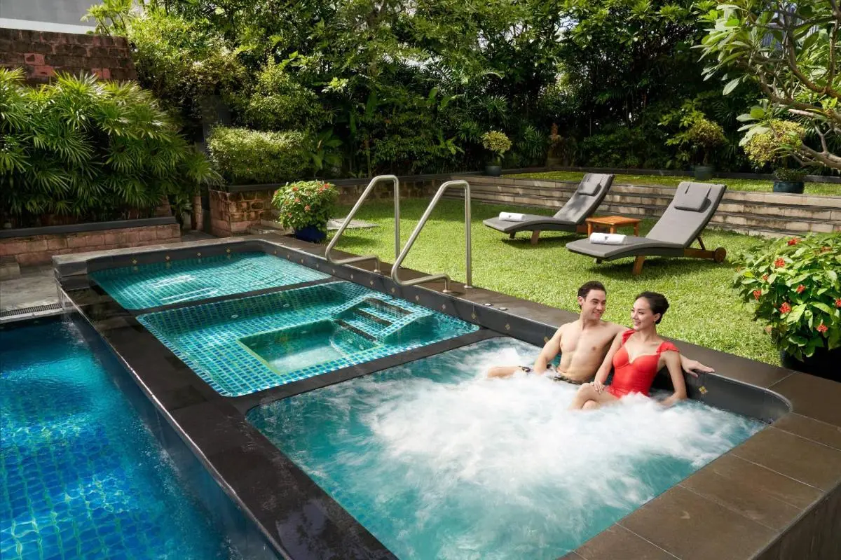 Outdoor Wellness Area with Multi-Section Pools and Jacuzzi in Khlong Toei Bangkok