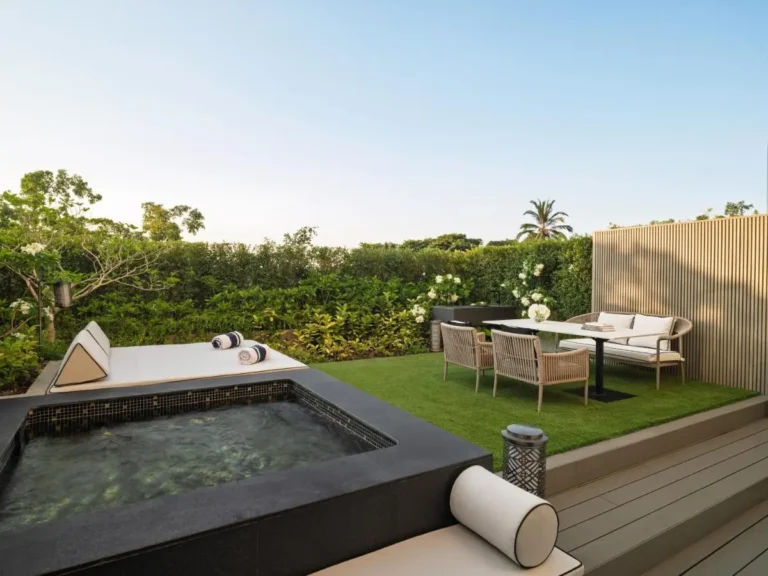 Outdoor Wellness Area with Spa Pool and Lounge Seating in Chang Khlan Chiang Mai Outdoor Wellness Area with Spa Pool and Lounge Seating in Chang Khlan Chiang Mai