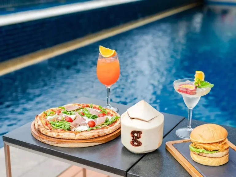 Poolside Dining Experience with Cocktails and Fresh Food by the Swimming Pool in Bang Rak