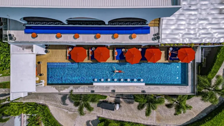Rectangular Outdoor Swimming Pool with Swim-Up Bar and Lounge Area at Kamala Beach