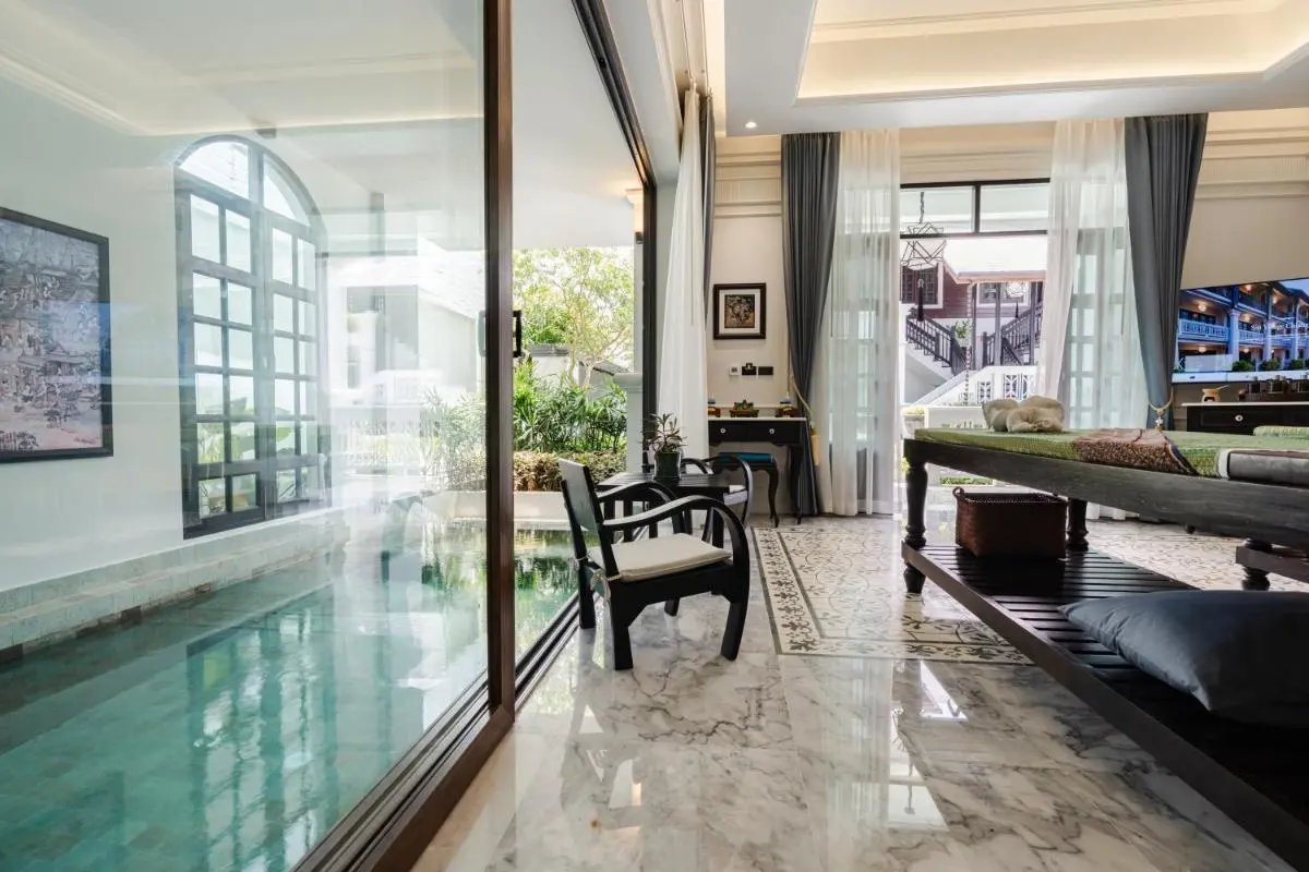 Relaxing Indoor Pool and Spa Treatment Room with Jacuzzi in Phra Sing Chiang Mai