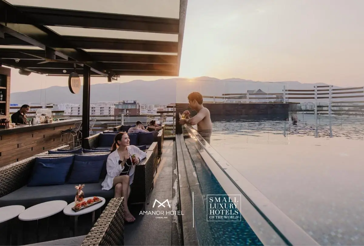 AMANOR Hotel Chiang Mai Rooftop Infinity Pool and Bar with City and Mountain Views in Chiang Mai
