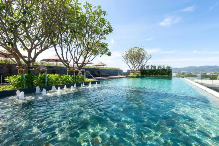 Rooftop Infinity Pool with Water Jets and Scenic Views in Phuket Town