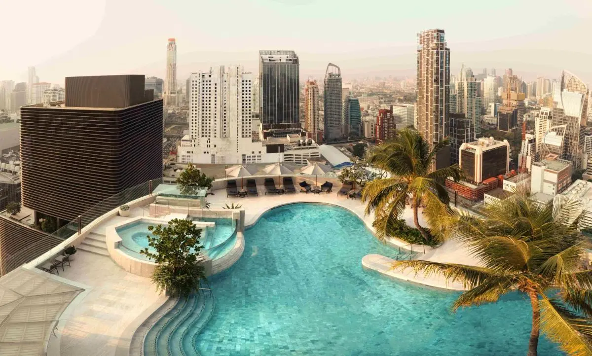 InterContinental Bangkok by IHG Rooftop Pool and Jacuzzi Area with City Skyline Views in Pathumwan Bangkok