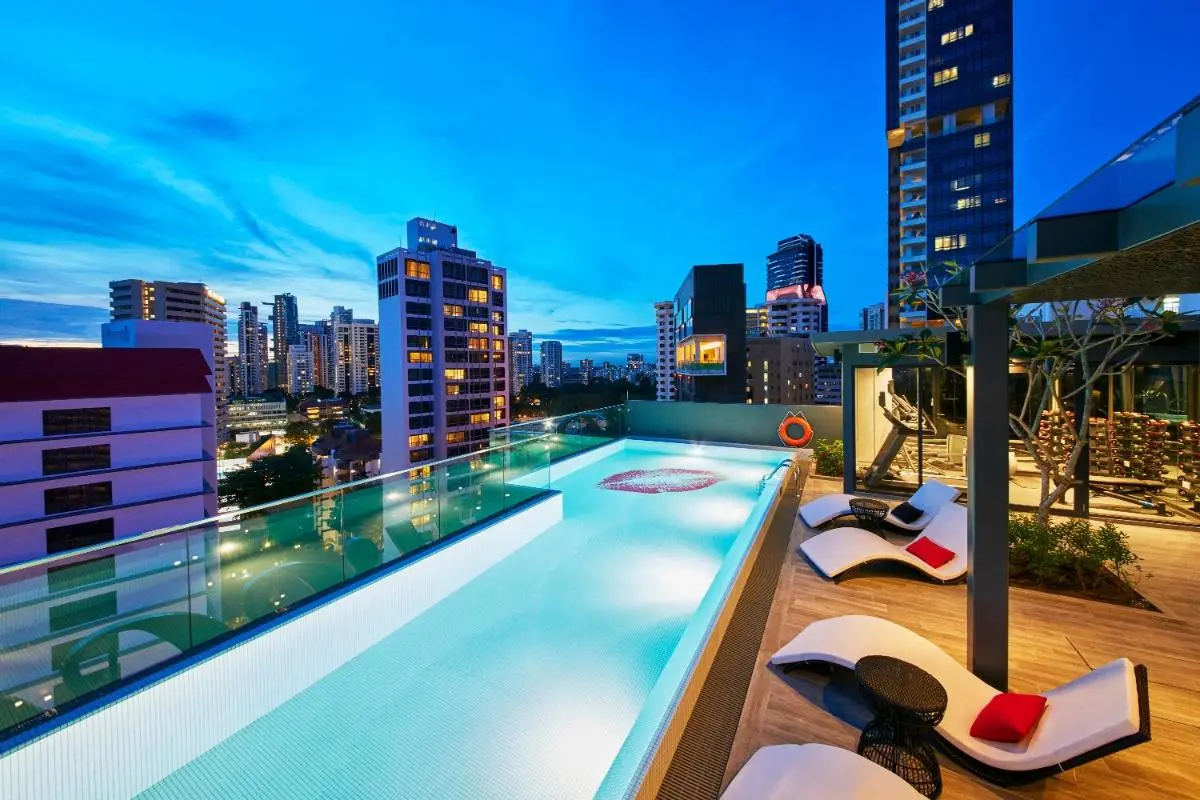 Rooftop Pool and Wellness Area with City Views in Singapore