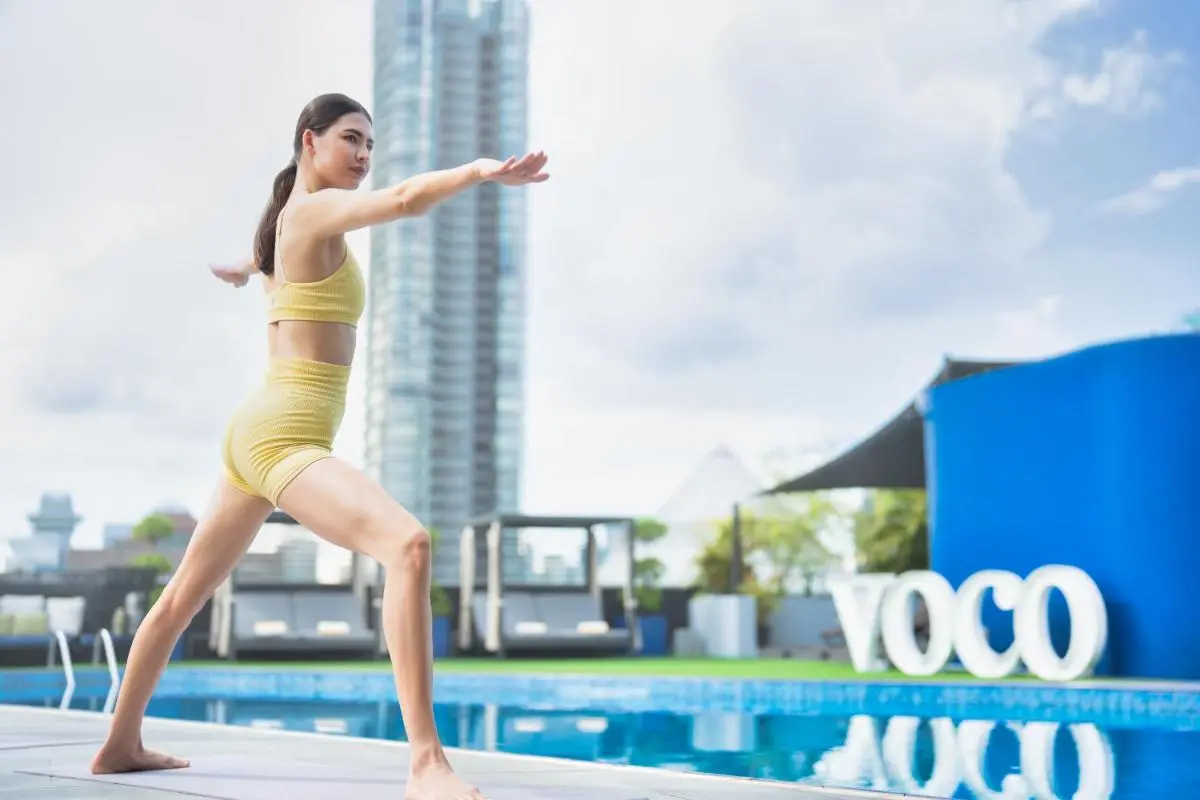 Rooftop Pool Area with Yoga Space and City Views in Orchard Singapore
