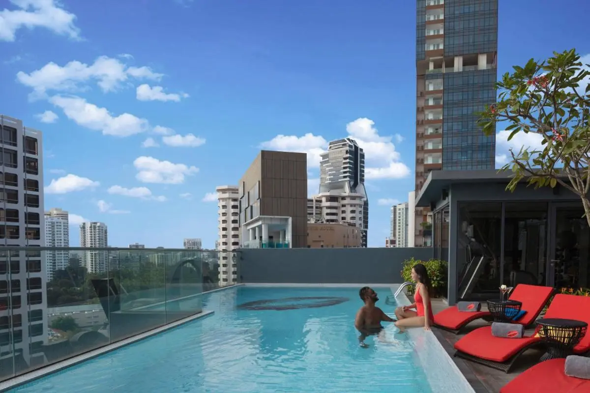 Rooftop Swimming Pool and Fitness Area with City Views in Singapore