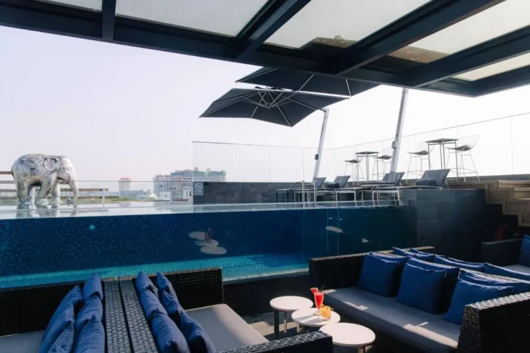 Rooftop Swimming Pool and Lounge Area with Jacuzzi Views in Chiang Mai City
