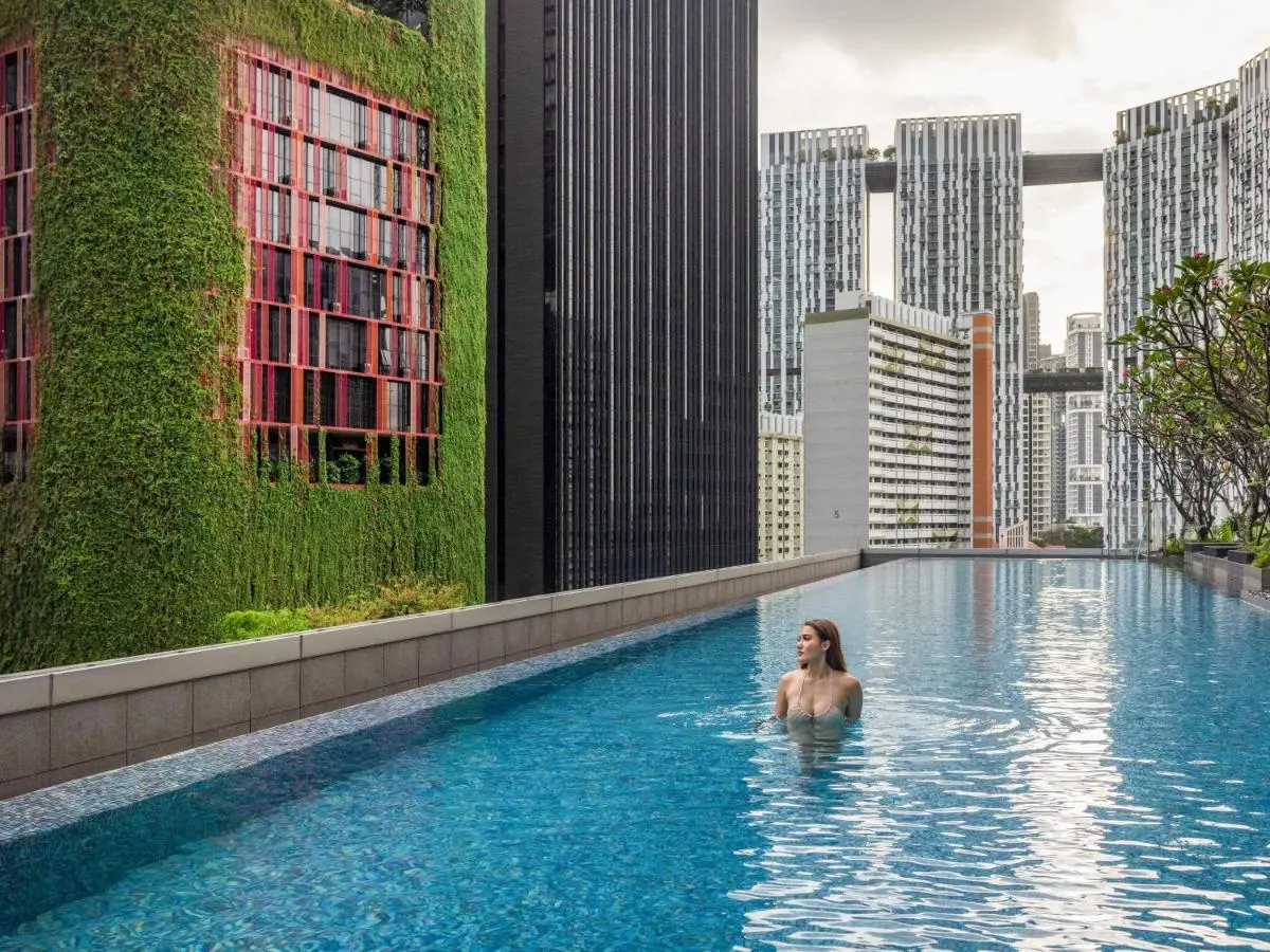 Rooftop Swimming Pool with Green Wall and City Views in Tanjong Pagar