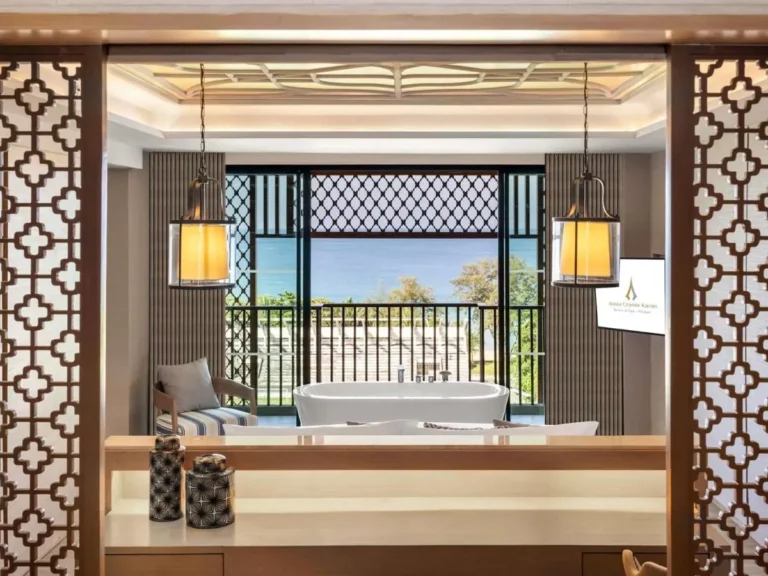 Serene Interior Featuring Freestanding Bathtub with Ocean View at Karon Beach