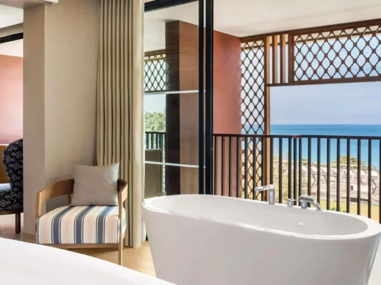 Serene Interior with Freestanding Bathtub Overlooking Ocean View at Karon Beach