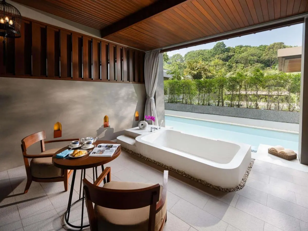 Phuket Province Serene Semi-Outdoor Wellness Area with Bathtub and Pool at Patong Beach