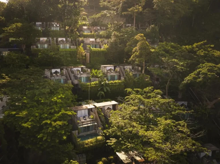 Terraced hillside residences with private pools and lush greenery near Patong Beach