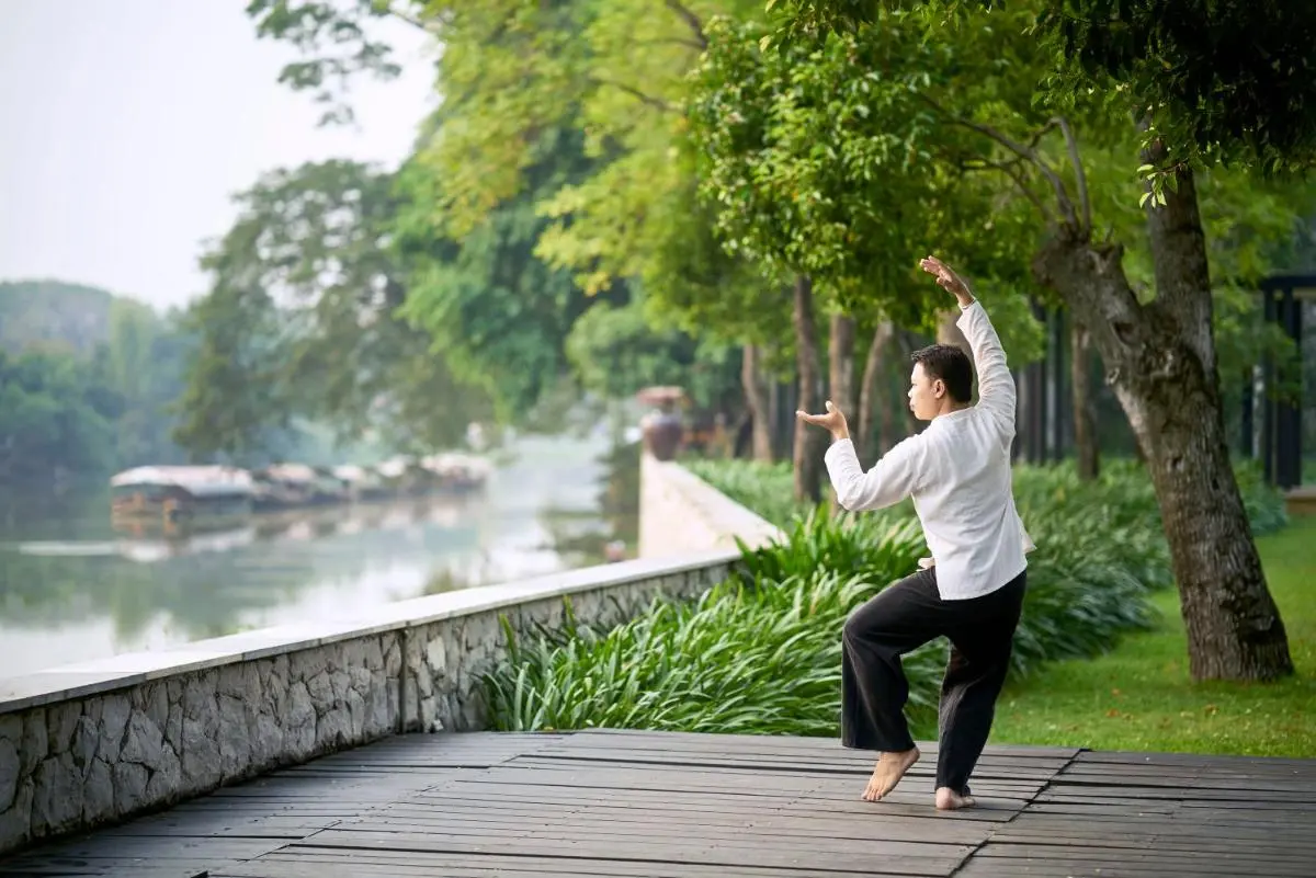 Tranquil Outdoor Meditation by Riverside with Natural Greenery in Chang Khlan Chiang Mai