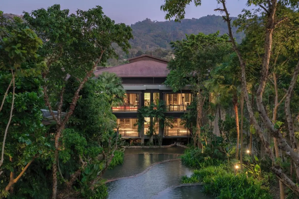 Tranquil Two-Story Building with Pool Surrounded by Lush Greenery at Nai Thon Beach